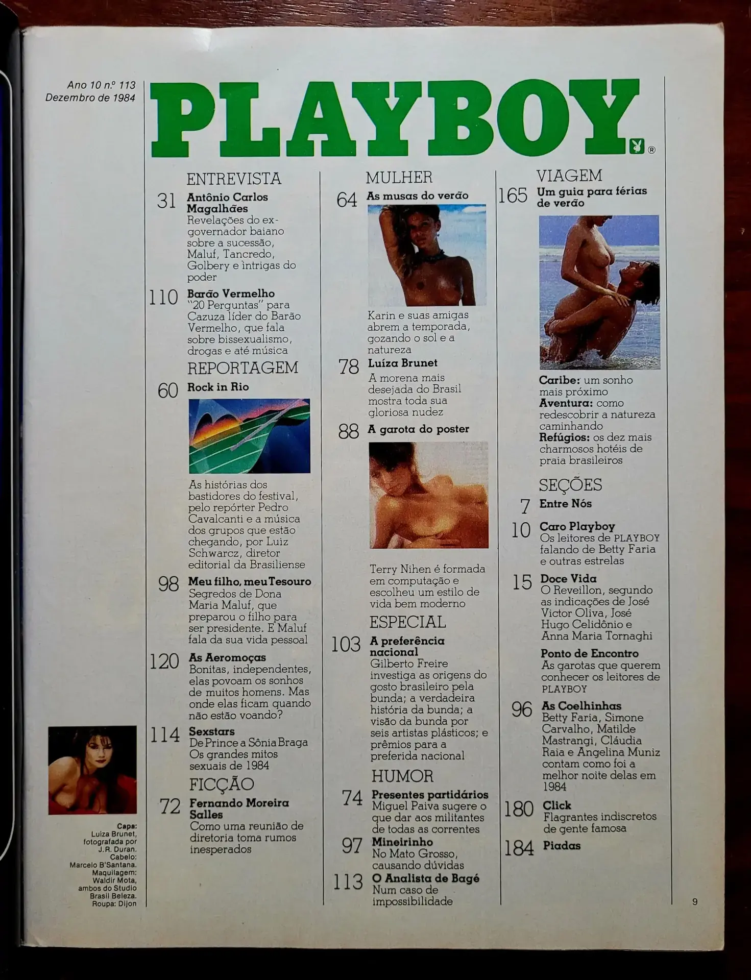 | Casa do Colecionador Playboy Nº 113 | Dezembro/1984 | Luiza Brunet | Pôster Terry Nihen | Rock in Rio | Ótimo Estado - Imagem 2