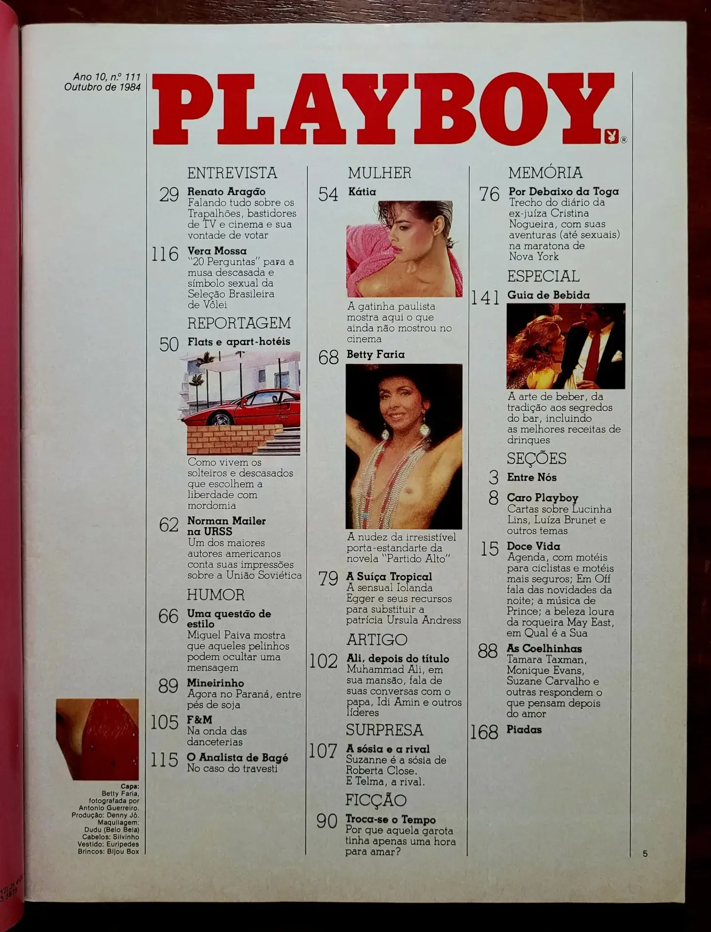 | Casa do Colecionador Playboy Nº 111 | Outubro/1984 | Betty Faria | Pôster Yolanda Egger | Ótimo Estado - Imagem 2