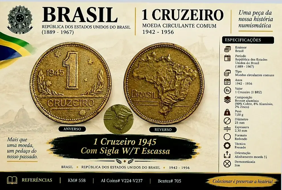 | Casa do Colecionador 1 Cruzeiro 1945 Com Sigla Variante Sku 0219