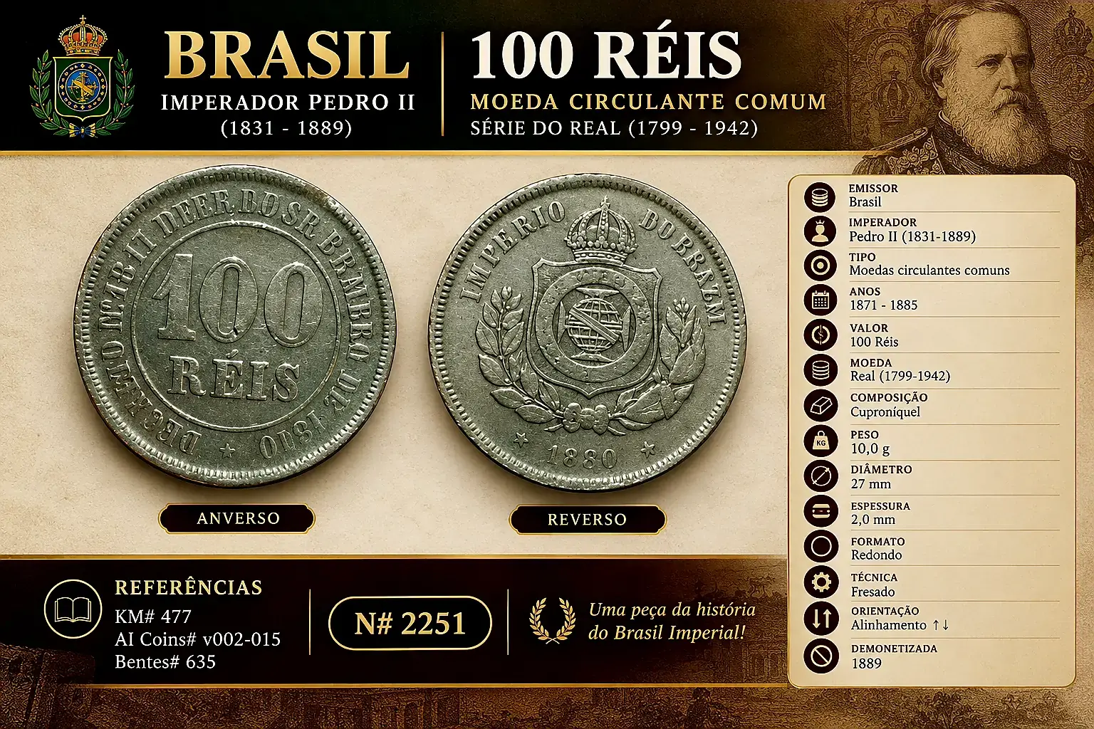 | Casa do Colecionador 100 Réis 1880 *escassa* Sku 0036