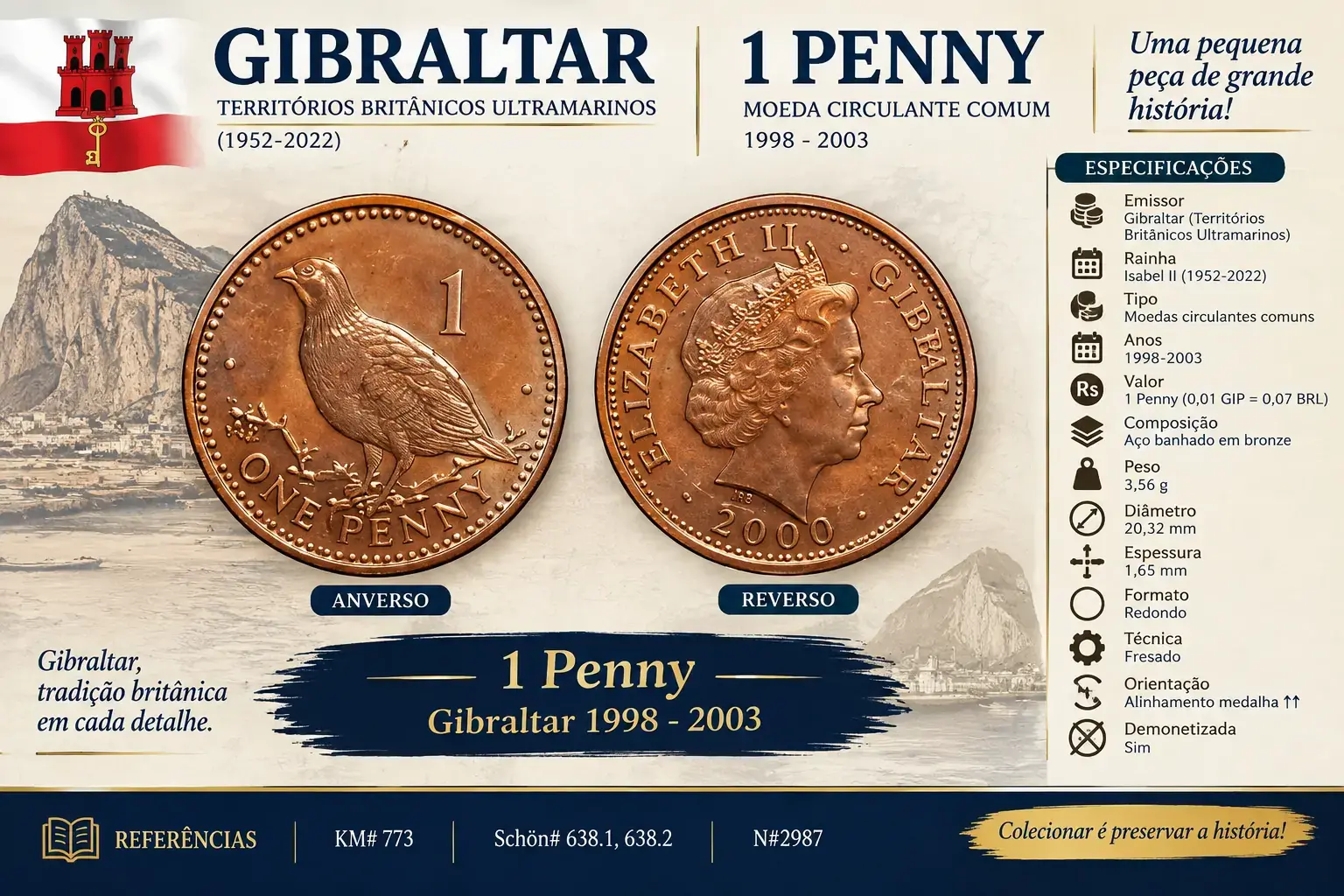 | Casa do Colecionador One Penny 2000 Gibraltar Sku 0204