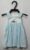 Vestido em malha da cor azul com bolinhas brancas, bordado casinha, veste menina de 1 a 6 meses