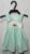 Vestido em malha da cor verde claro com bolinhas brancas, bordado casinha, veste menina de 1 a 6 meses